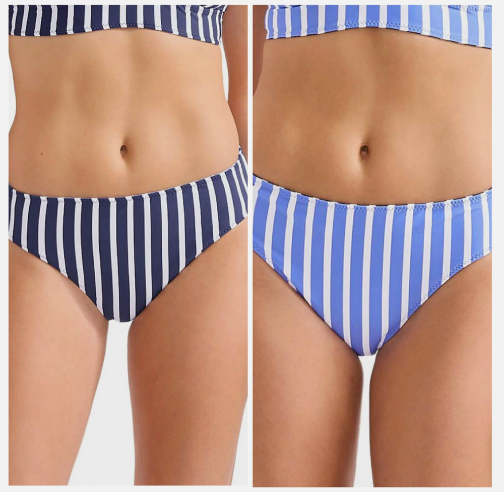 TOMMY BAHAMA Coastline Stripe Reversible Bikini Bottoms XS Navy Blue White NWT